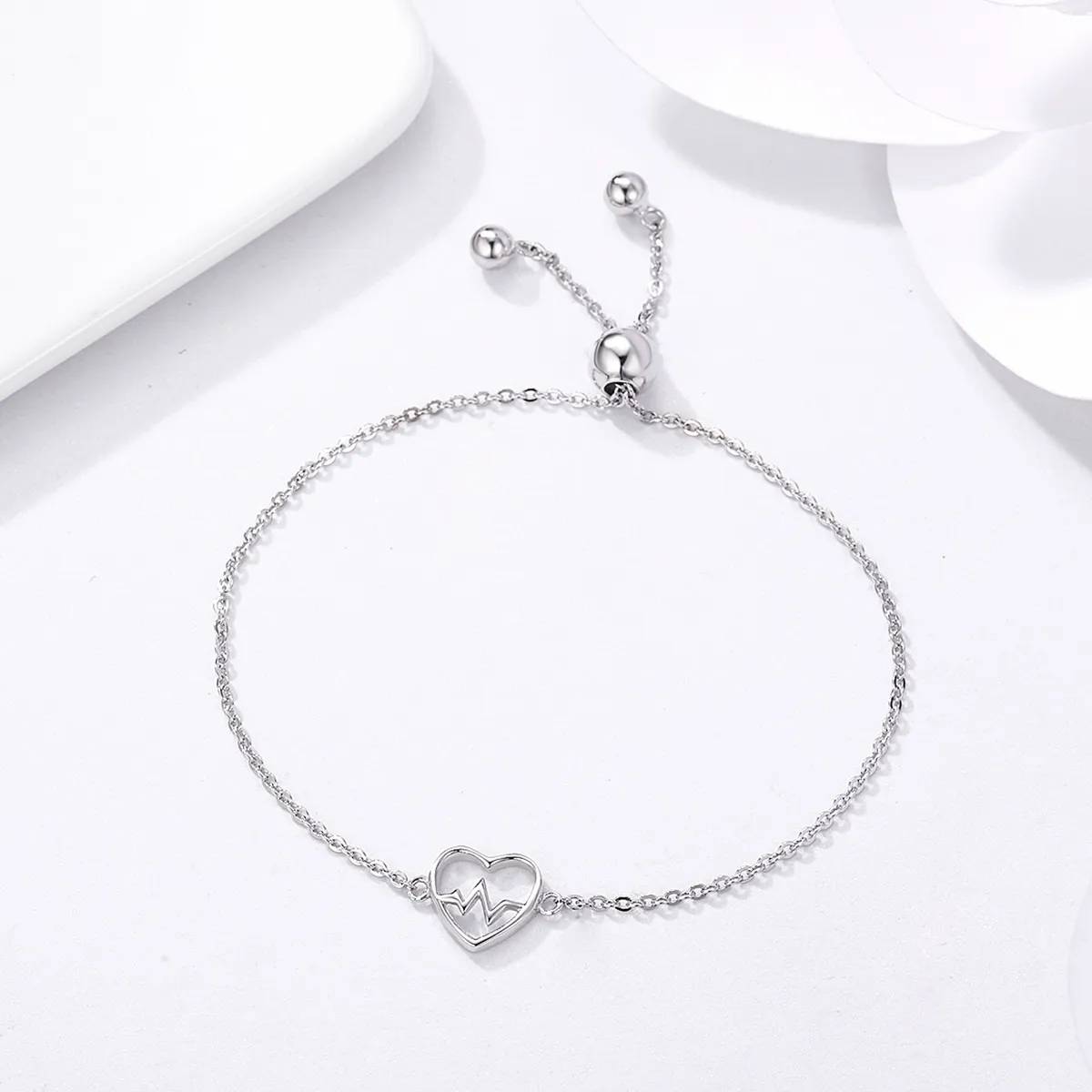 Silver Love Cardiogram Slider Bracelet - PANDORA Style - SCB019