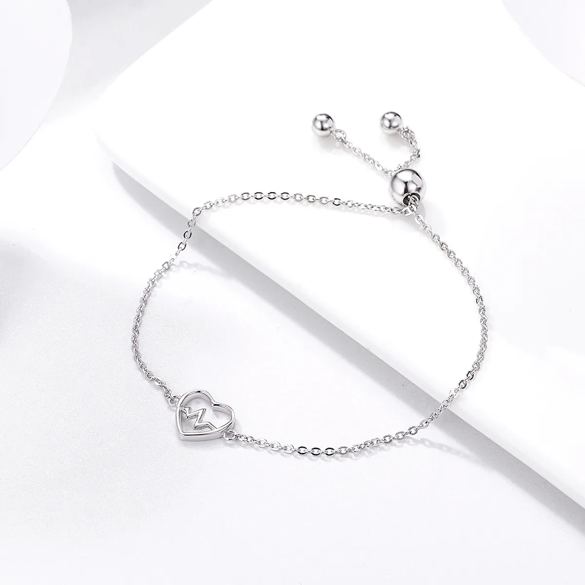 Silver Love Cardiogram Slider Bracelet - PANDORA Style - SCB019