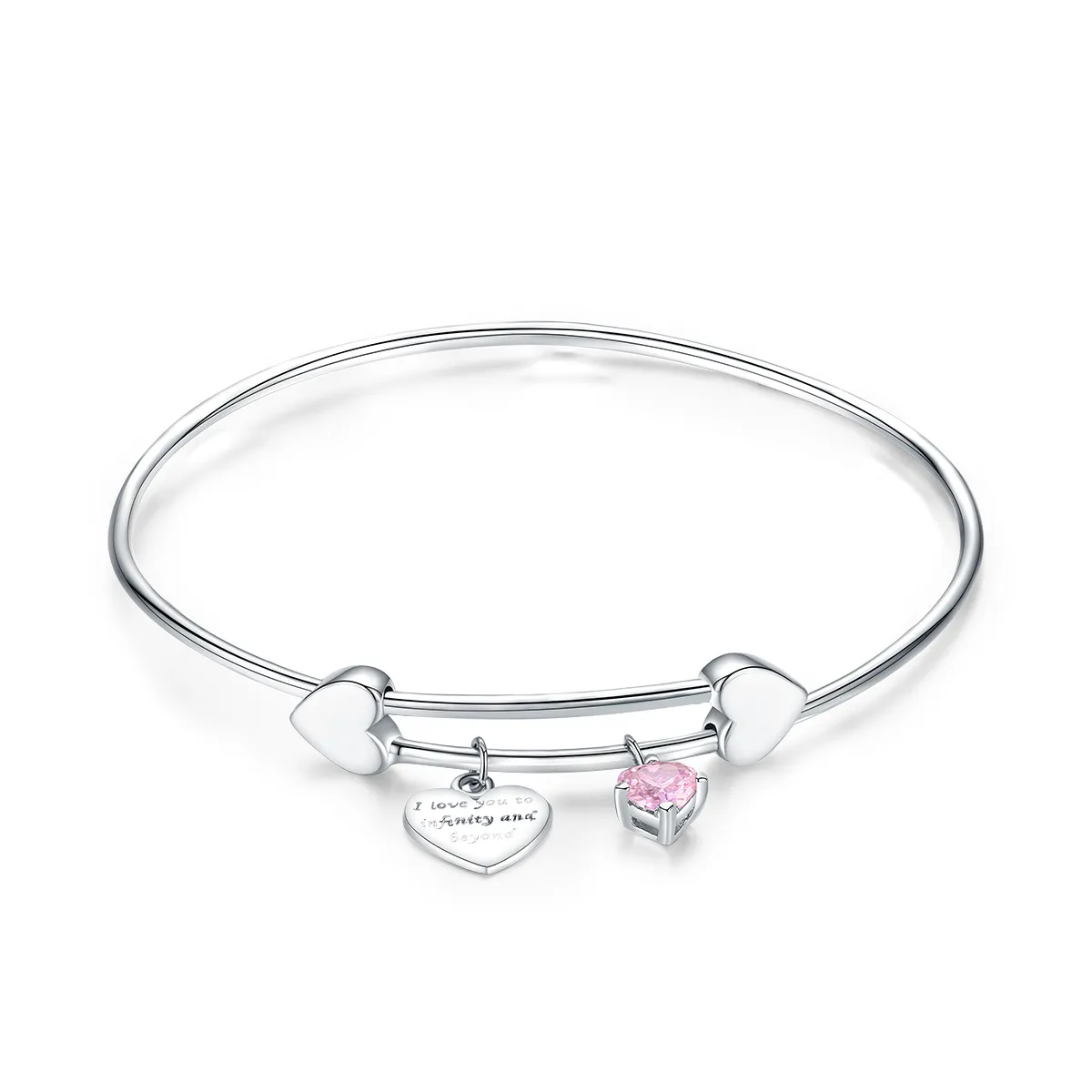 Silver Love Promise Charm Entwined Slider Bangle - PANDORA Style - SCB124