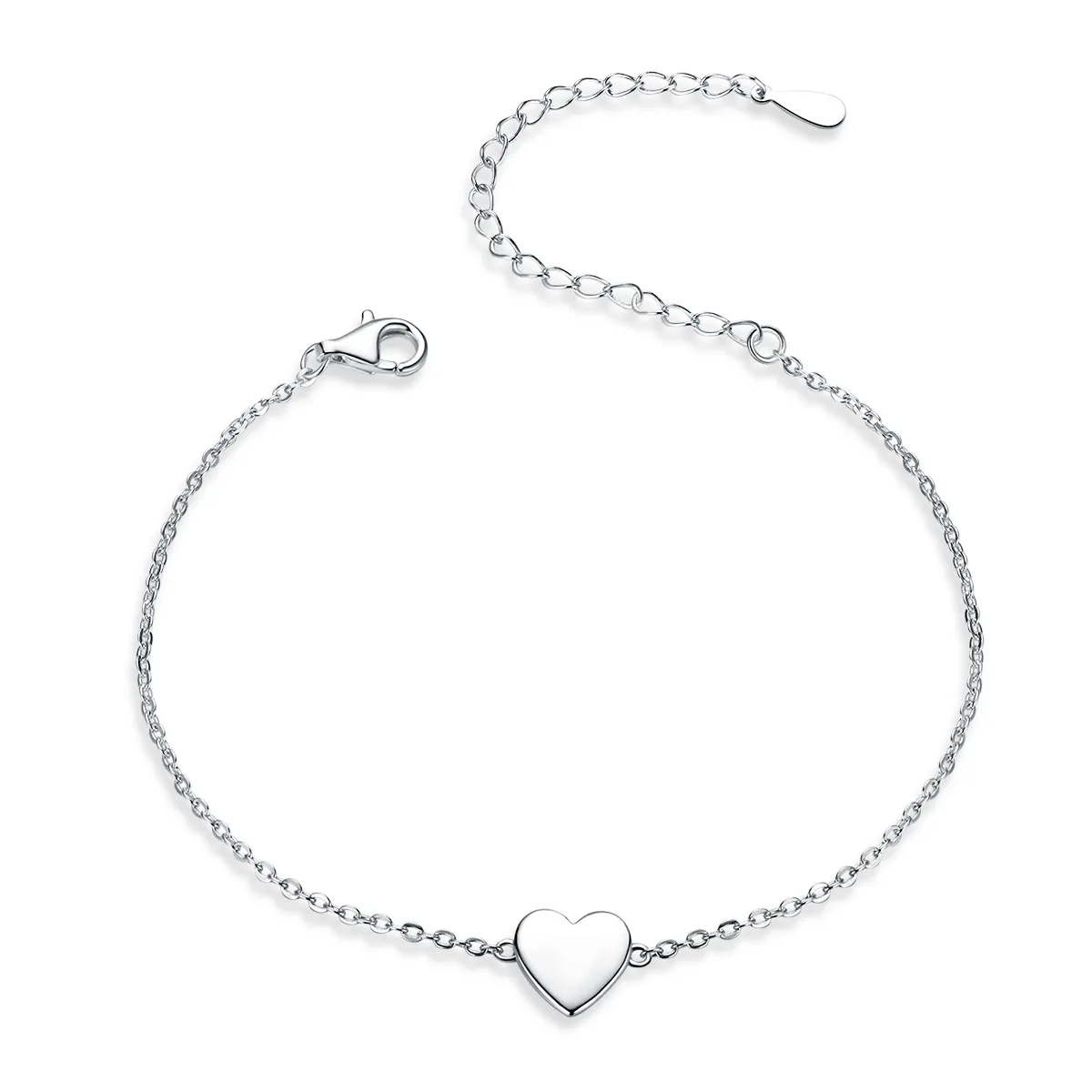 Silver Loved Heart Chain Slider Bracelet - PANDORA Style - SCB161