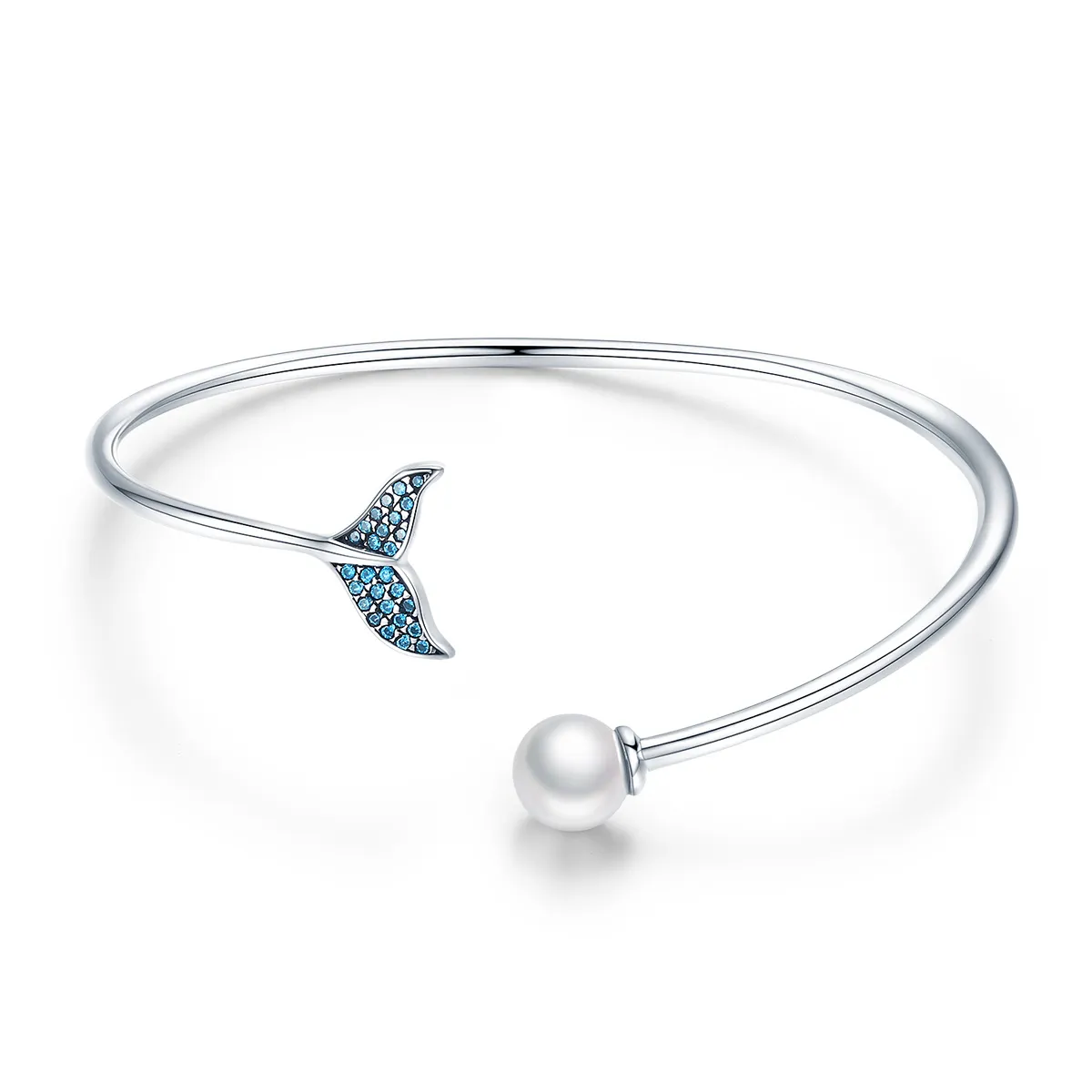 Silver Mermaid's Tear Open Bangle - PANDORA Style - SCB123