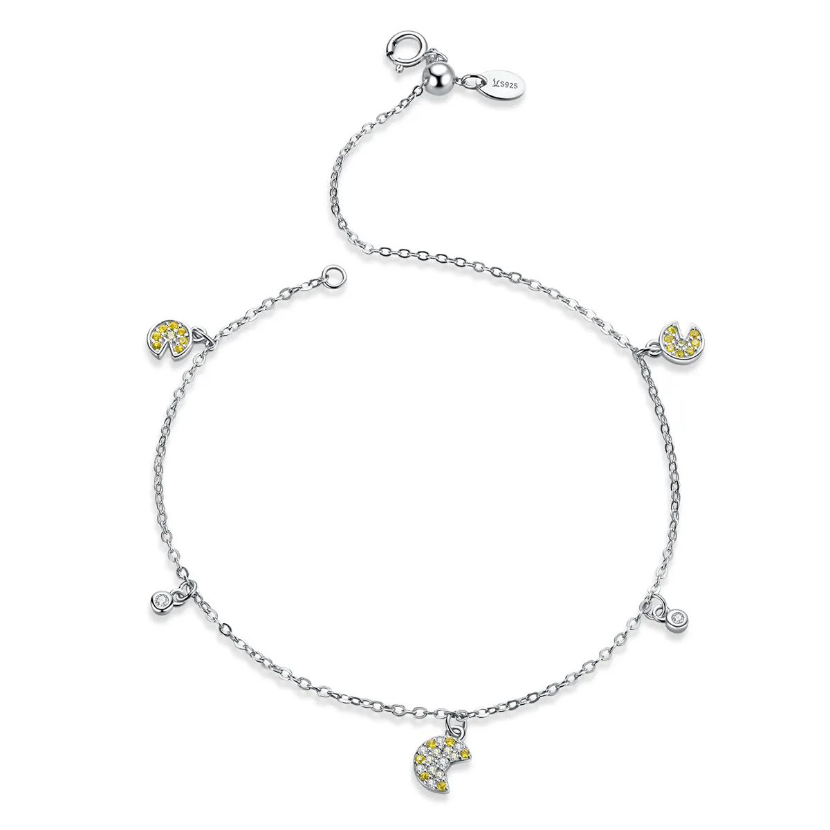 Silver Pac-Man Chain Slider Bracelet - PANDORA Style - SCB183