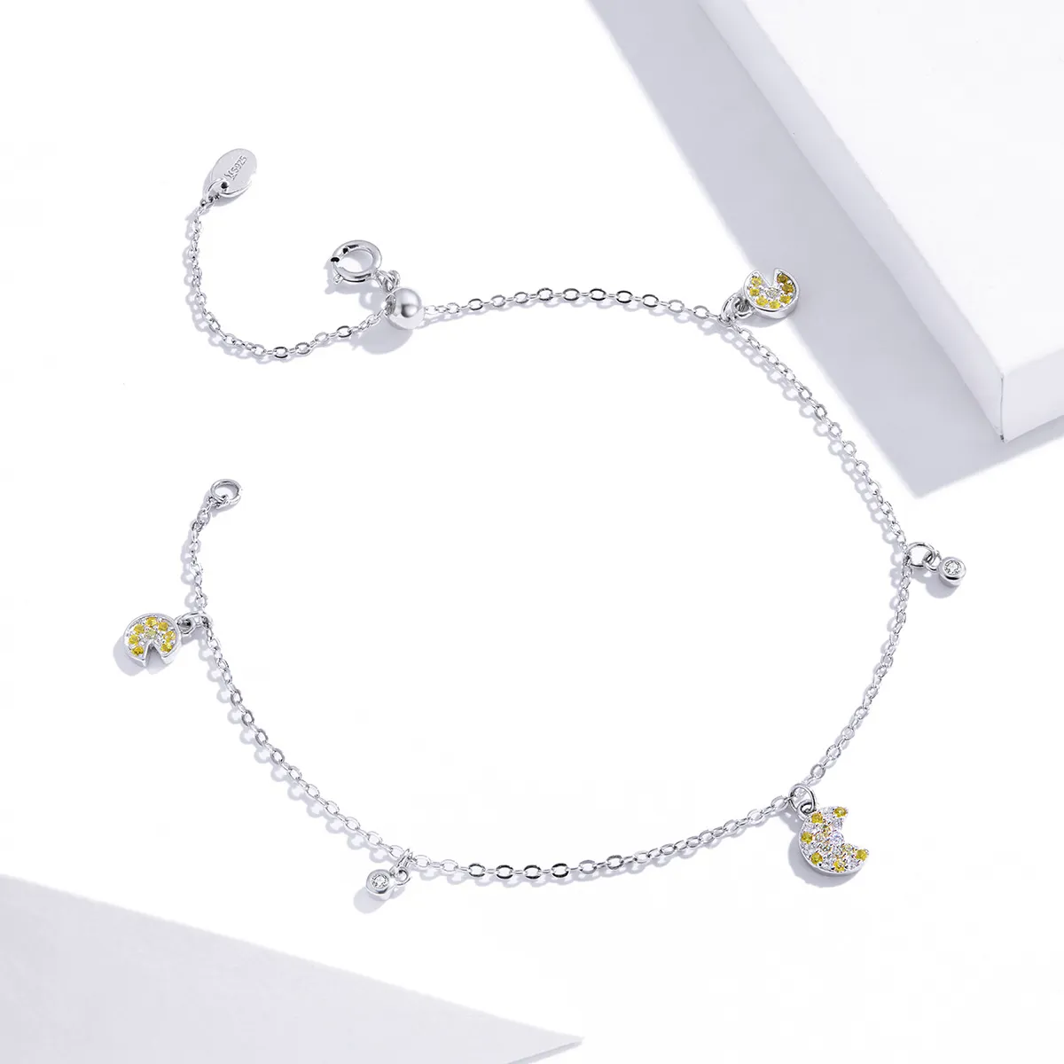 Silver Pac-Man Chain Slider Bracelet - PANDORA Style - SCB183