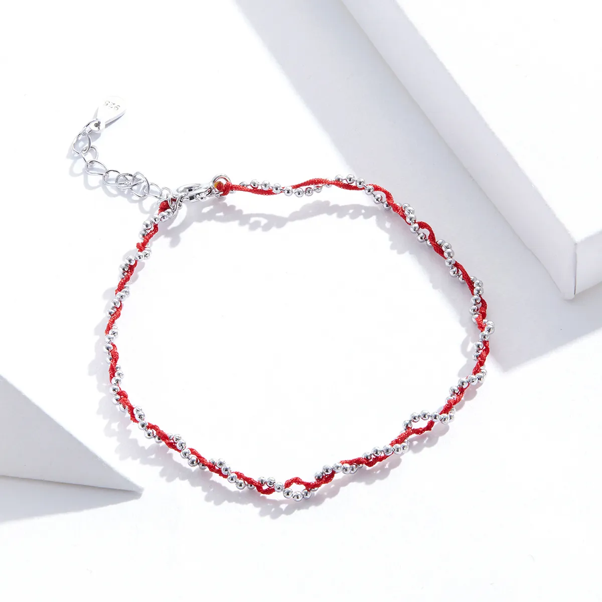 Silver & Red Rope Bracelet - PANDORA Style - SCB173-Rd