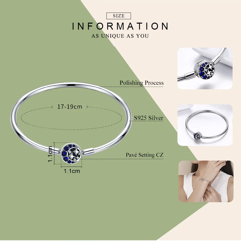 Silver Starry Sky Hard Bangle - PANDORA Style - SCB080