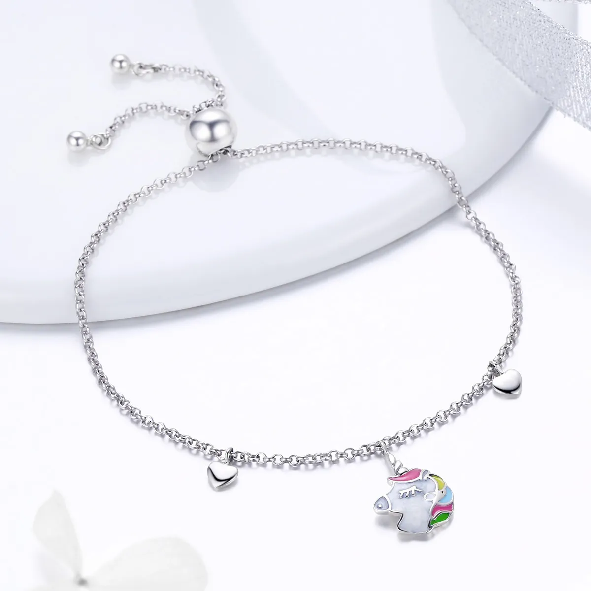 Silver Unicorn Memory Chain Slider Bracelet - PANDORA Style - SCB106