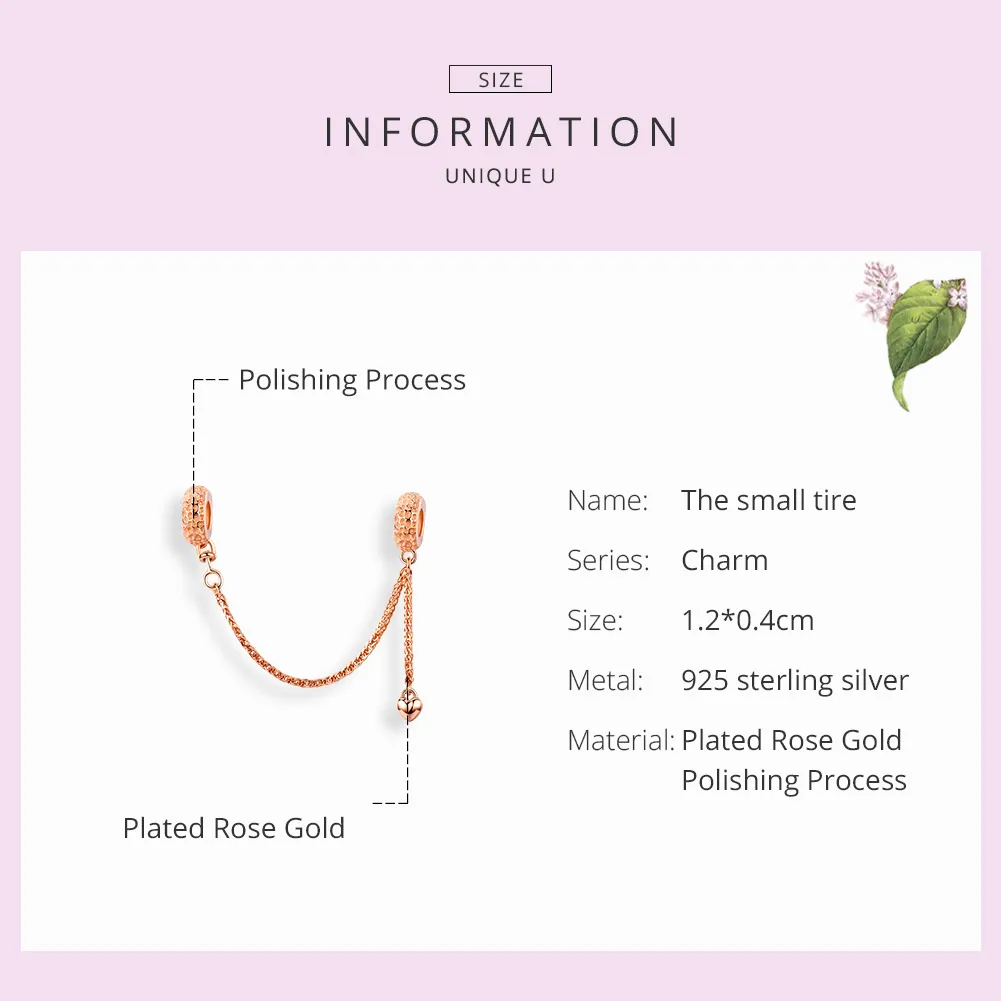 Pandora Compatible Rose Gold Safety Chain - SCC1112-C