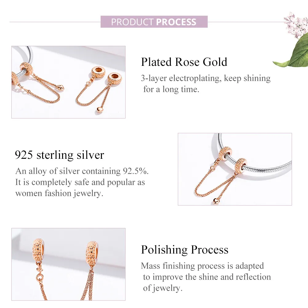 Pandora Compatible Rose Gold Safety Chain - SCC1112-C