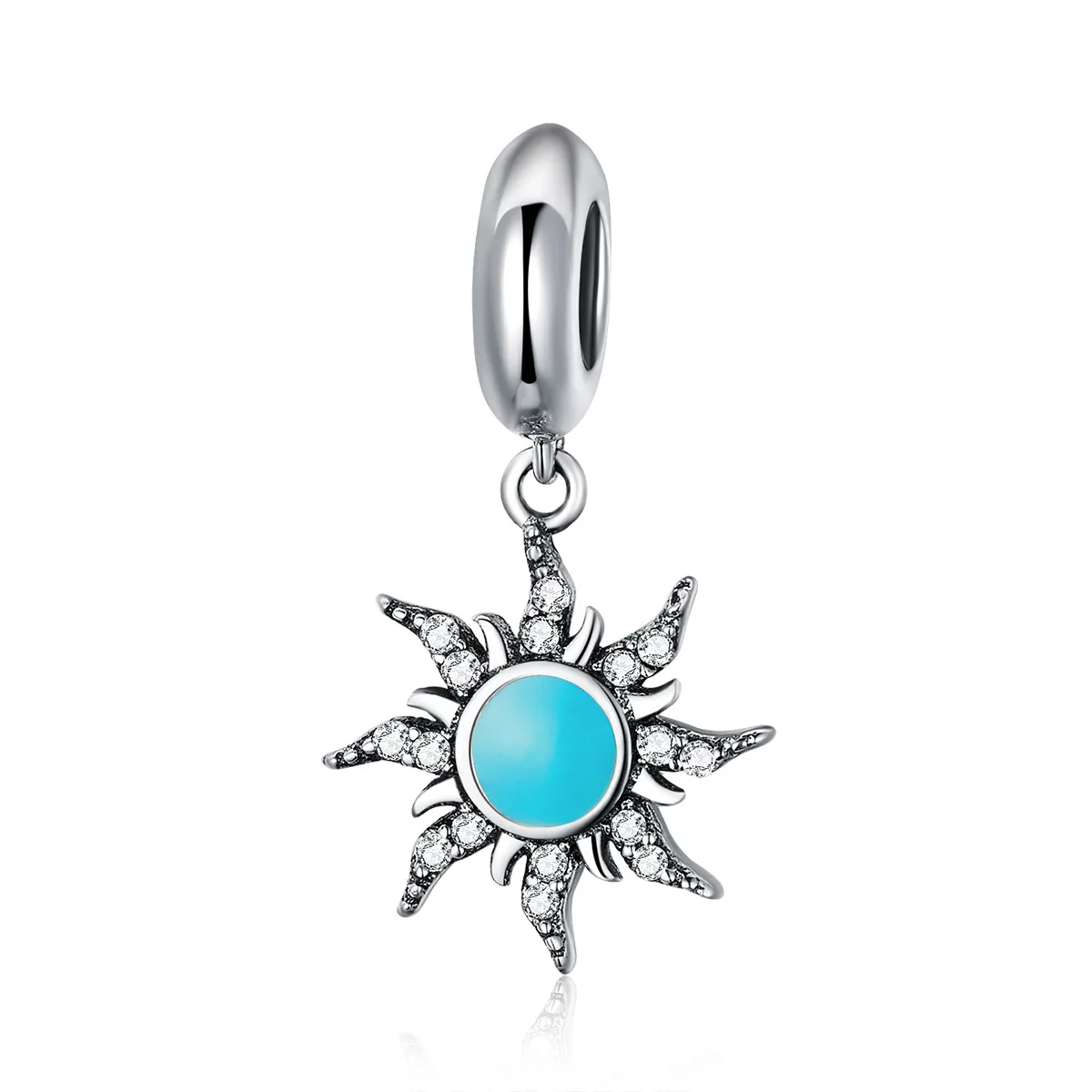 Pandora Compatible Silver Blue Sun Dangle Charm - SCC1068