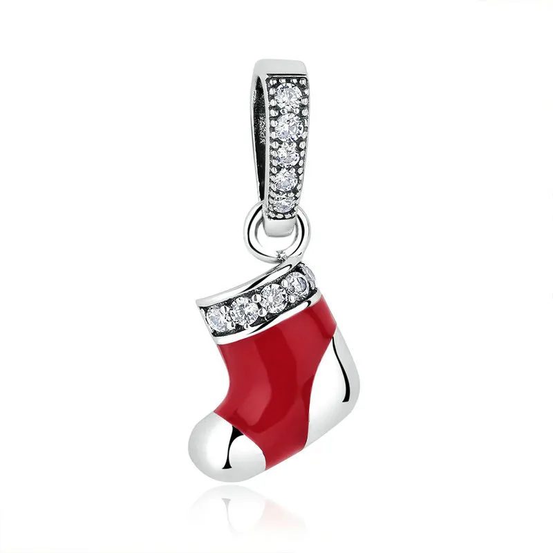 Pandora Compatible Silver Christmas Socks Dangle - SCC074