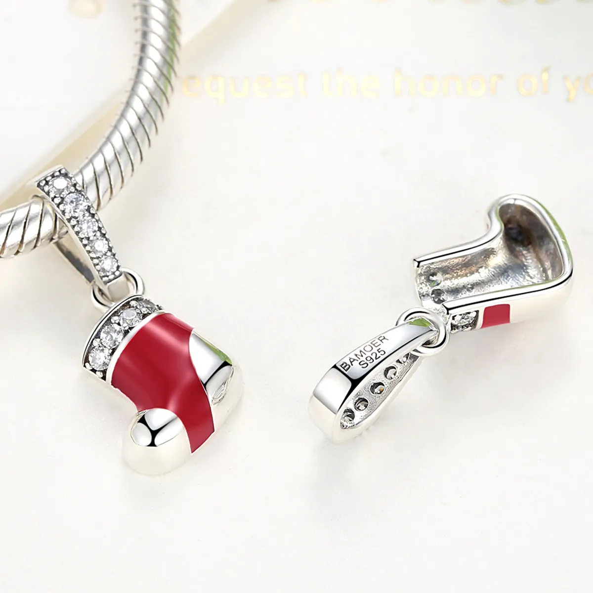 Pandora Compatible Silver Christmas Socks Dangle - SCC074