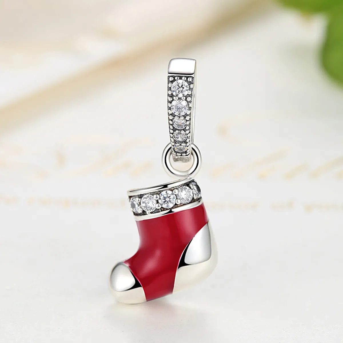 Pandora Compatible Silver Christmas Socks Dangle - SCC074