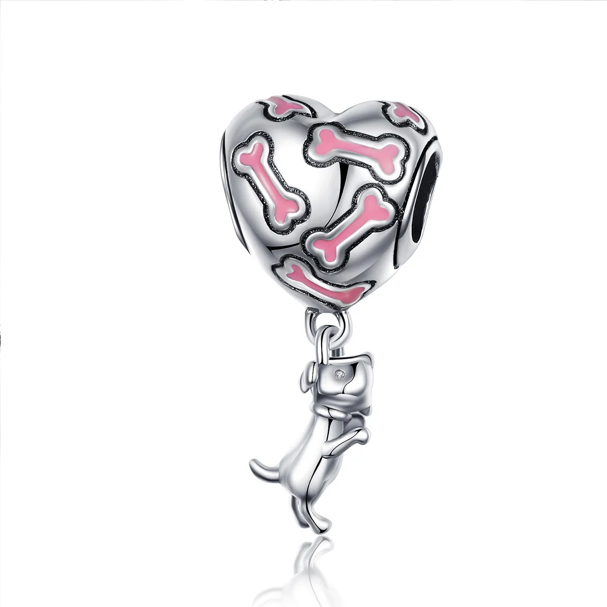 Pandora Compatible Silver Cute Puppy Dangle Charm - SCC1199