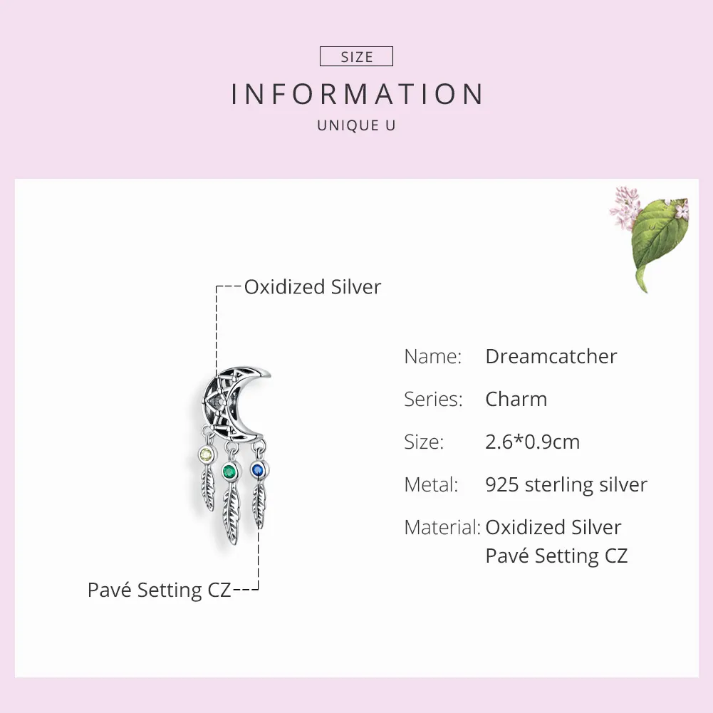 Pandora Compatible Silver Dreamcatcher Dangle - SCC1232