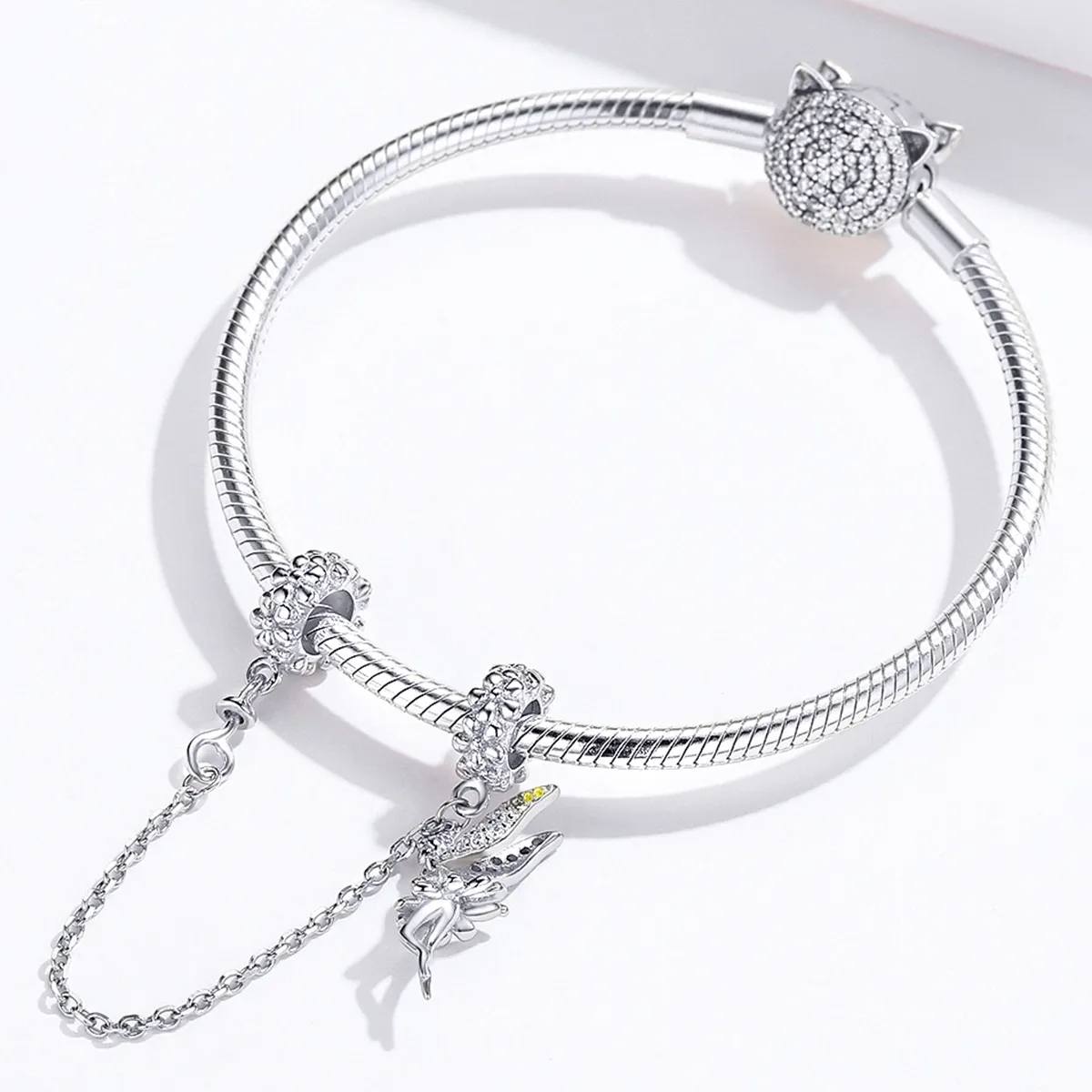 Pandora Compatible Silver Flower Elf Safety Chain - SCC1278