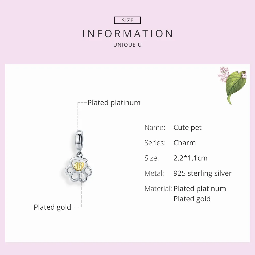 Pandora Compatible Silver & Gold-Plated Cure Pet Dangle - SCC1251