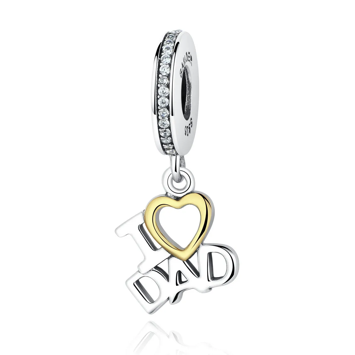 Pandora Compatible Silver & Gold-Plated I Love Dad Dangle - SCC052