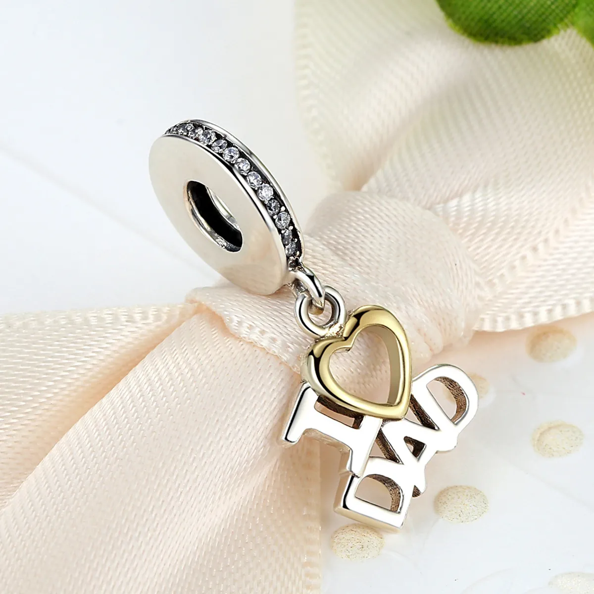 Pandora Compatible Silver & Gold-Plated I Love Dad Dangle - SCC052