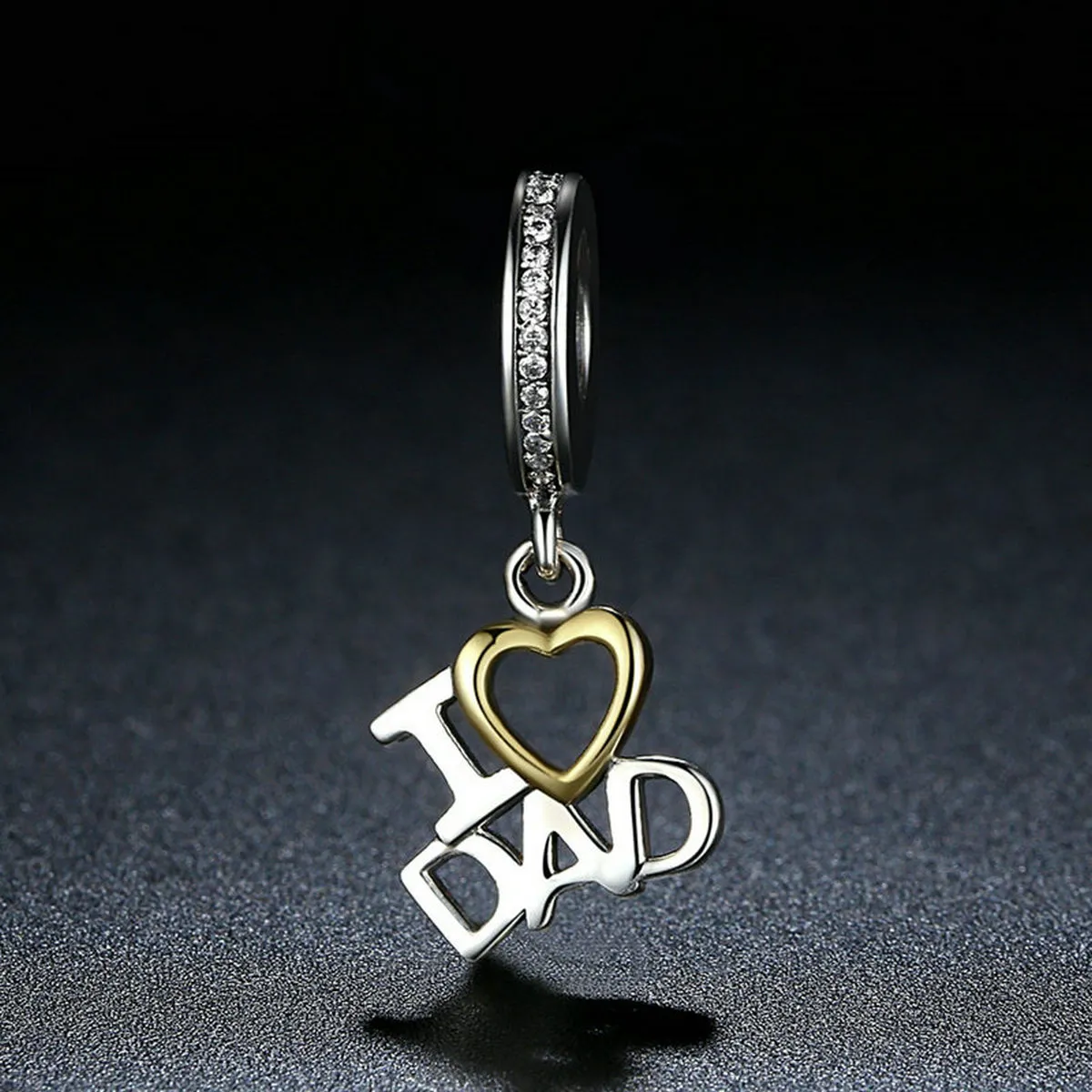 Pandora Compatible Silver & Gold-Plated I Love Dad Dangle - SCC052