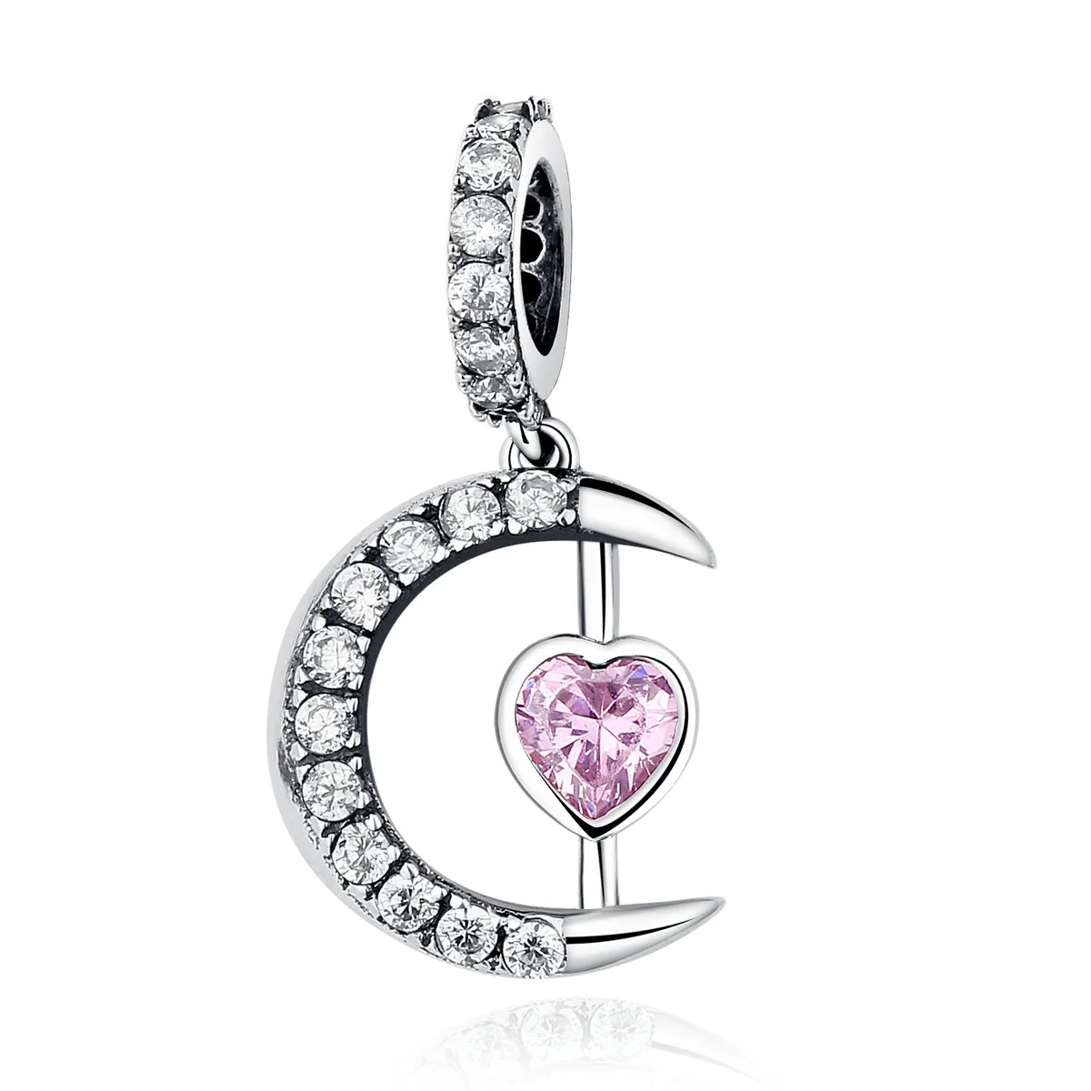 Pandora Compatible Silver Heart of The Moon Dangle - SCC040