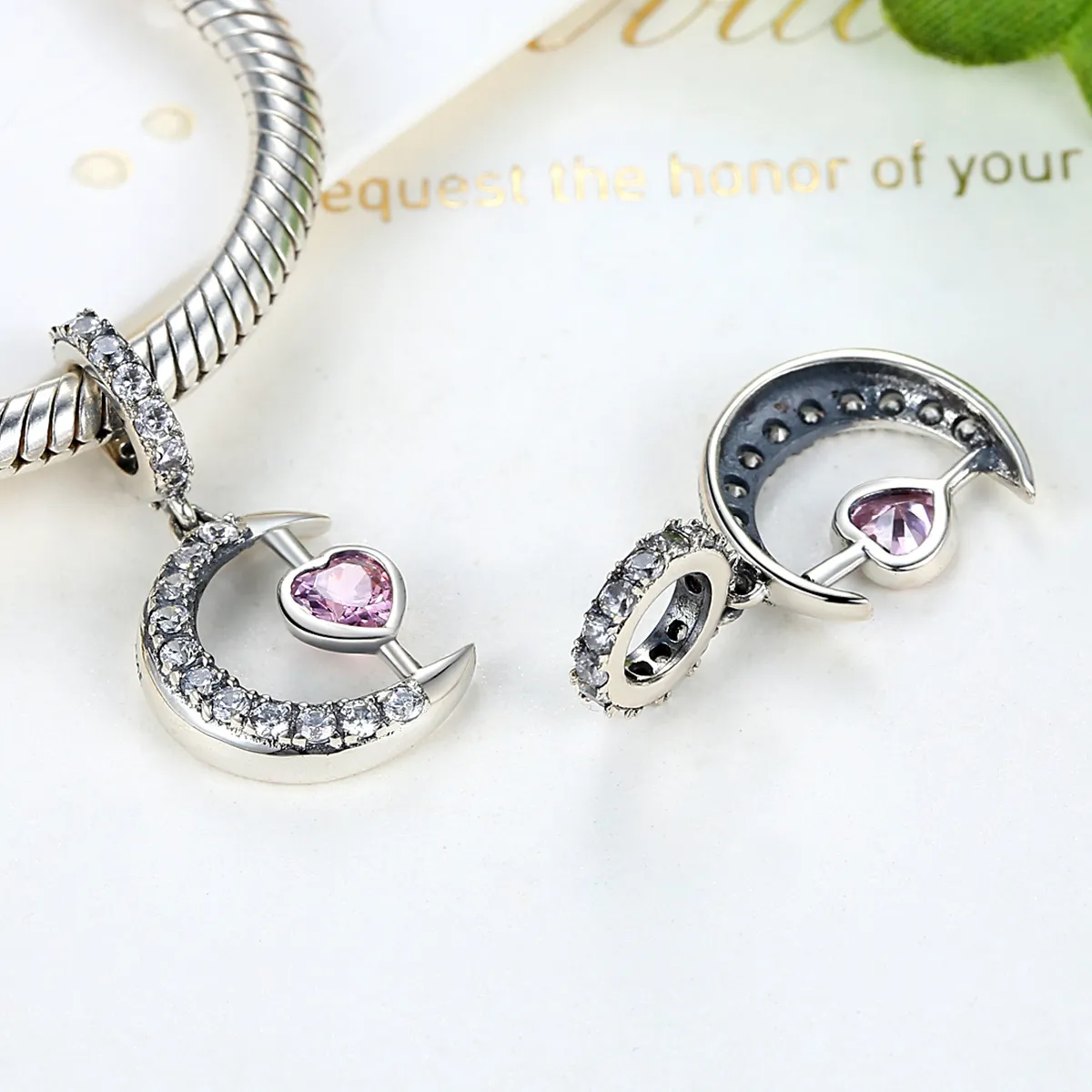 Pandora Compatible Silver Heart of The Moon Dangle - SCC040