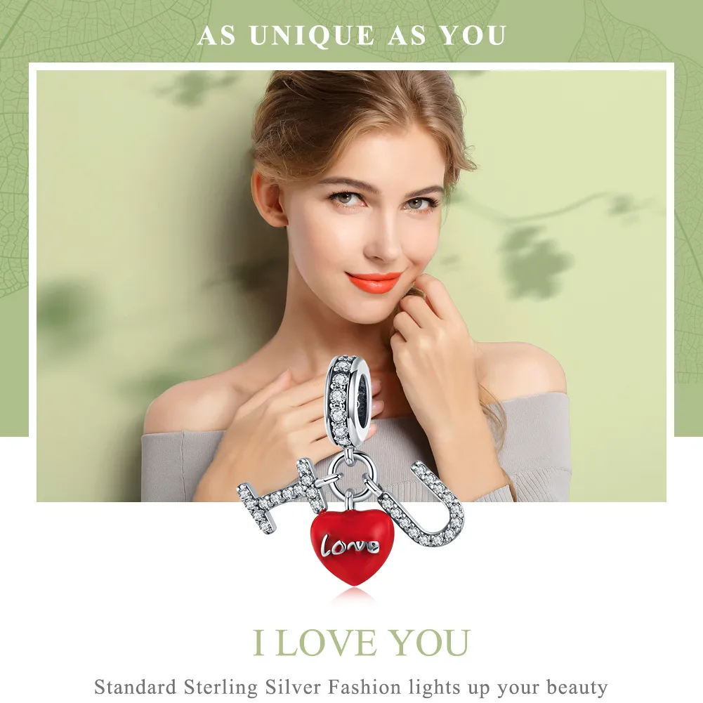 Pandora Compatible Silver I Love You Dangle - SCC1055