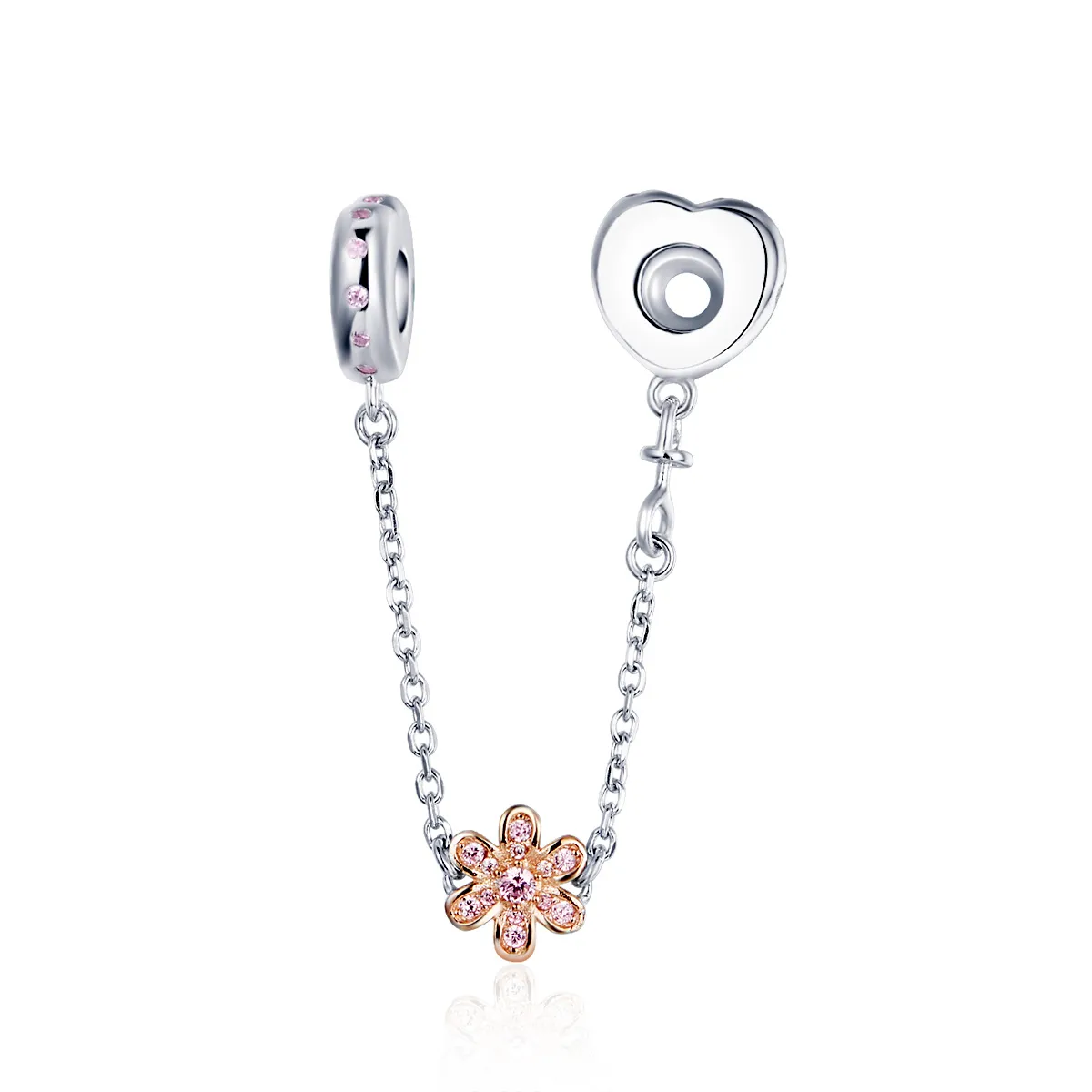 Pandora Compatible Silver Love Flower Safety Chain - SCC1113