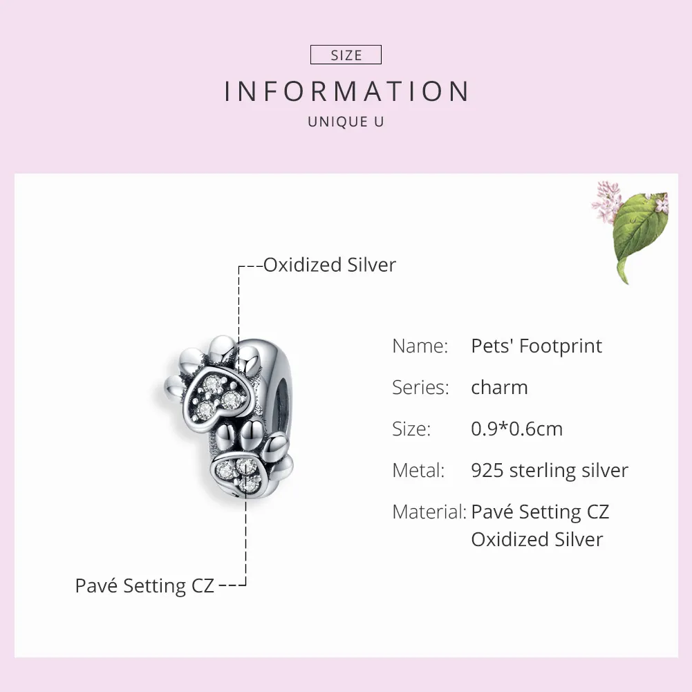 Pandora Compatible Silver Lovely Cat Paw Spacer - SCC1312