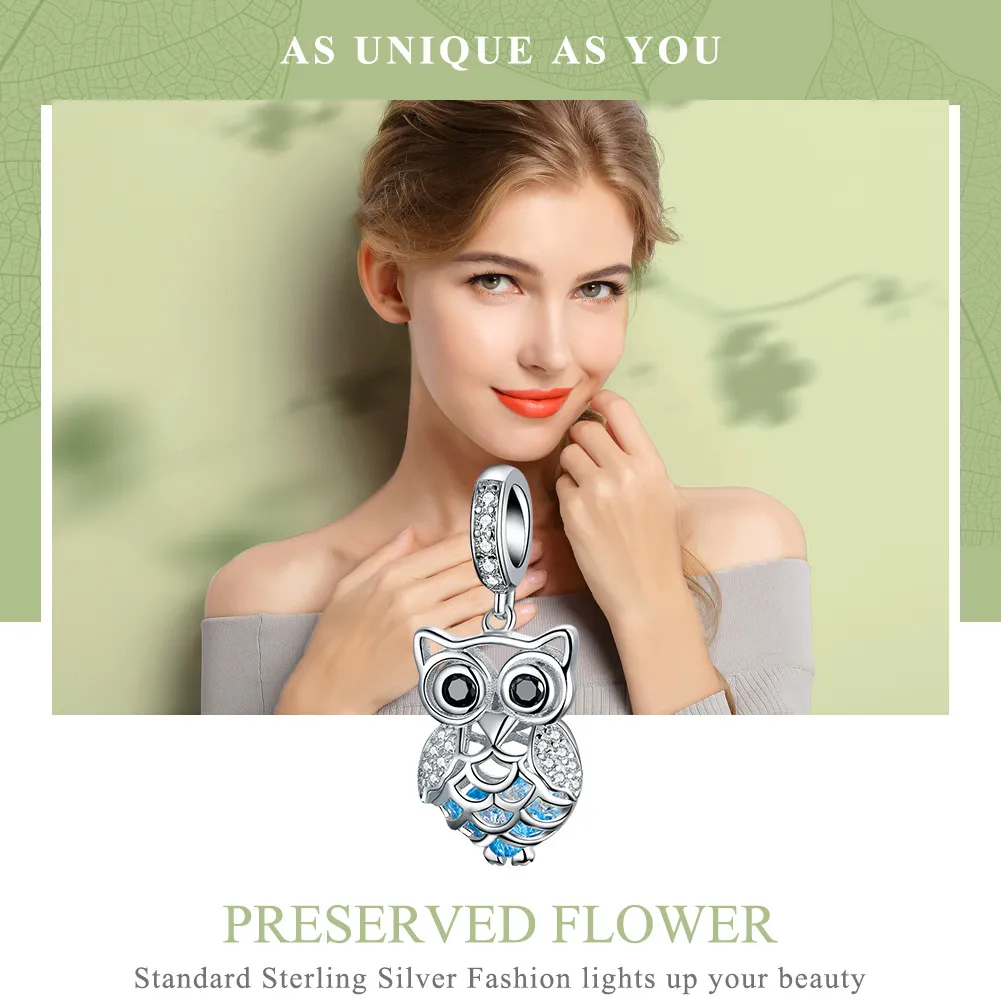 Pandora Compatible Silver Perpetual Owl Dangle - SCC1124