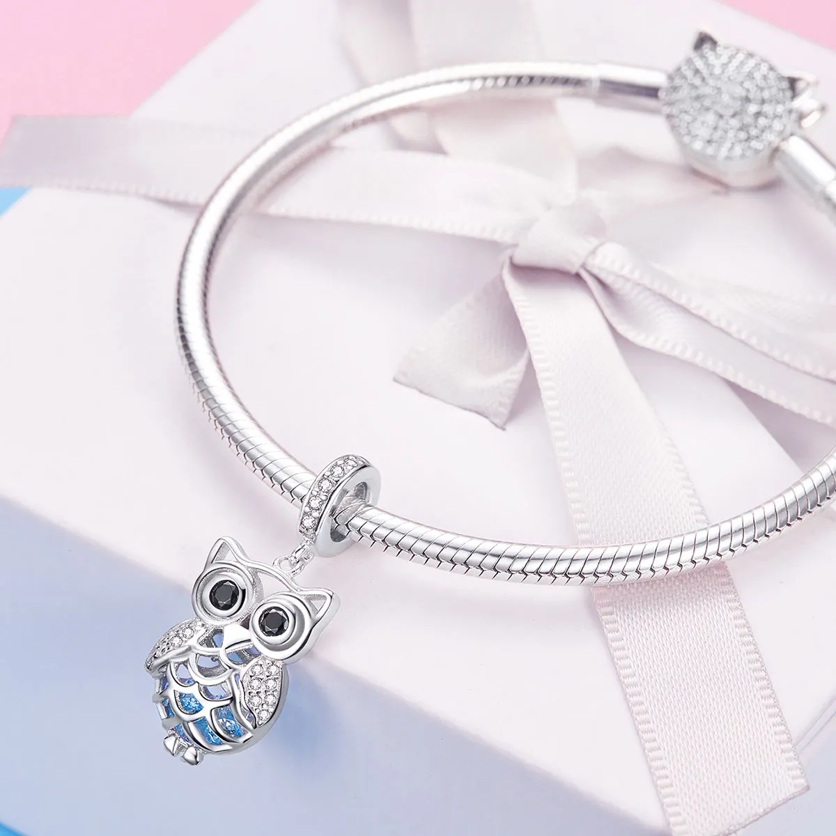 Pandora Compatible Silver Perpetual Owl Dangle - SCC1124