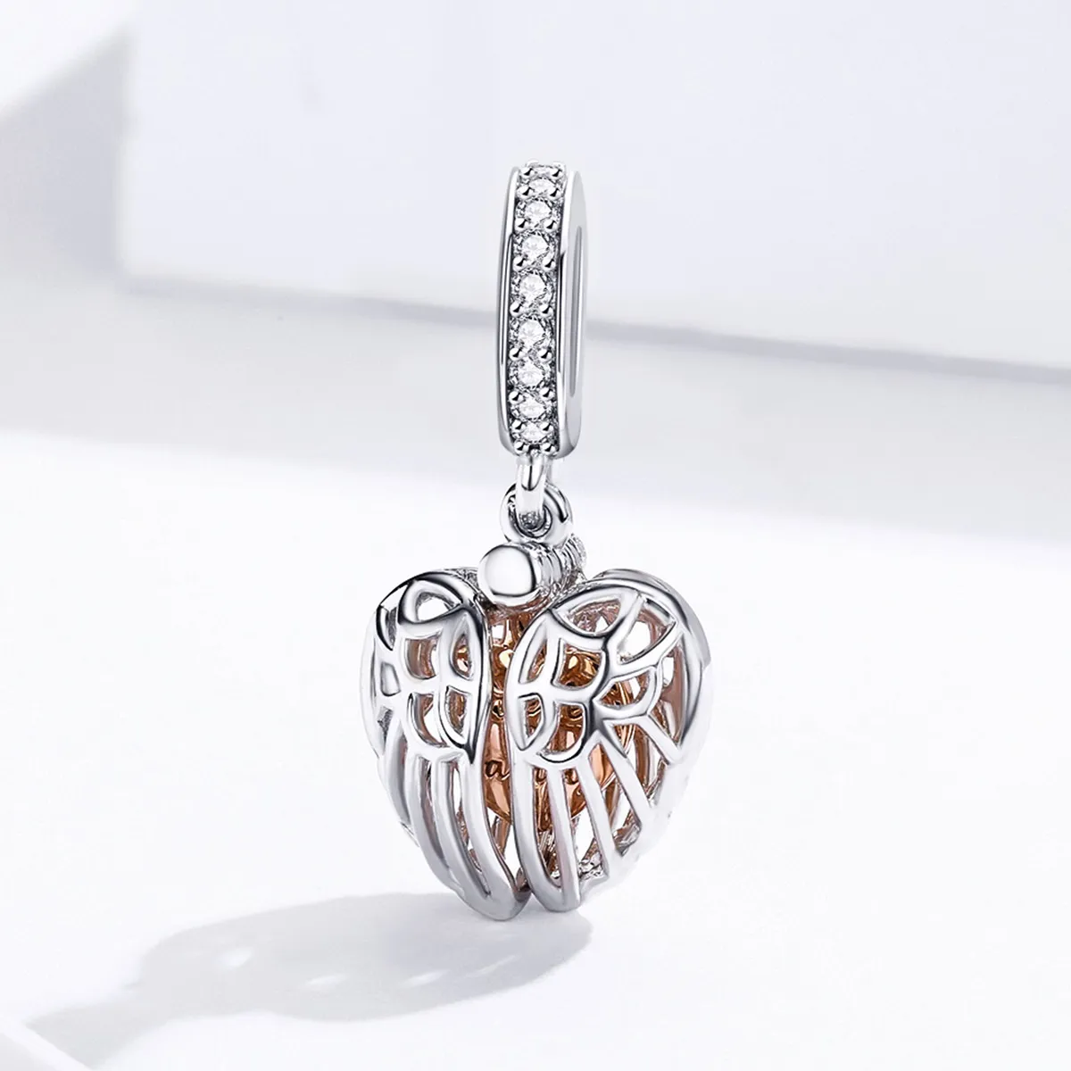 Pandora Compatible Silver & Rose Gold Forever & Family Dangle - SCC1299