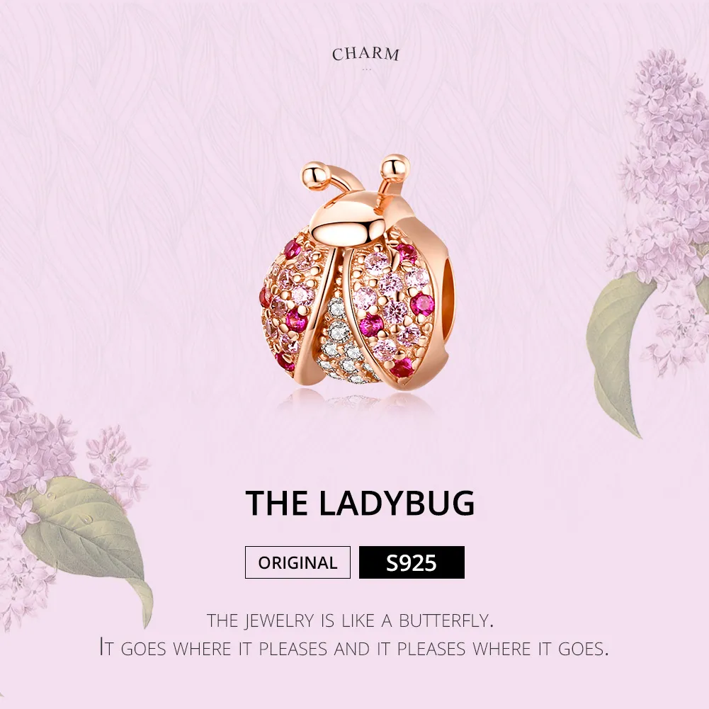 Rose Gold Ladybug Charm - PANDORA Style - SCC1120-C