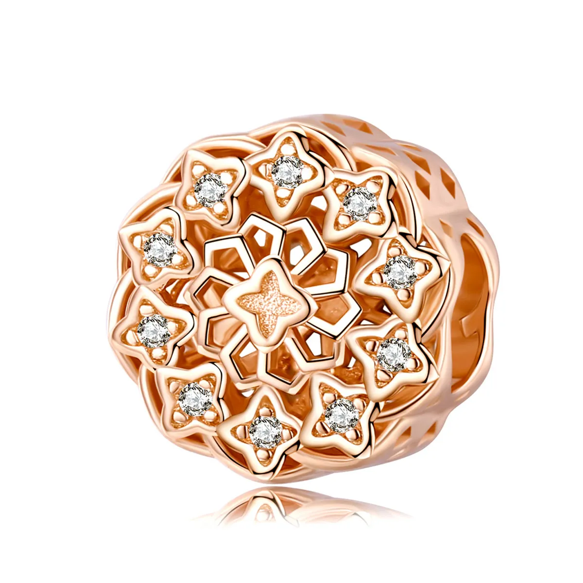 Rose Gold Rose Window Charm - PANDORA Style - SCC1279