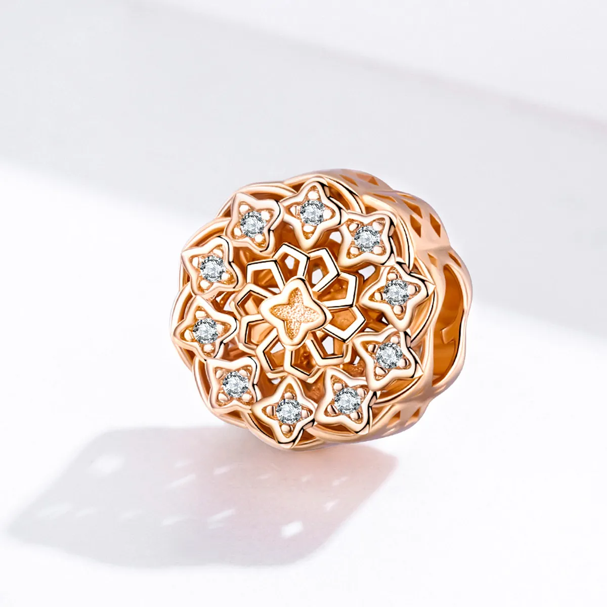 Rose Gold Rose Window Charm - PANDORA Style - SCC1279