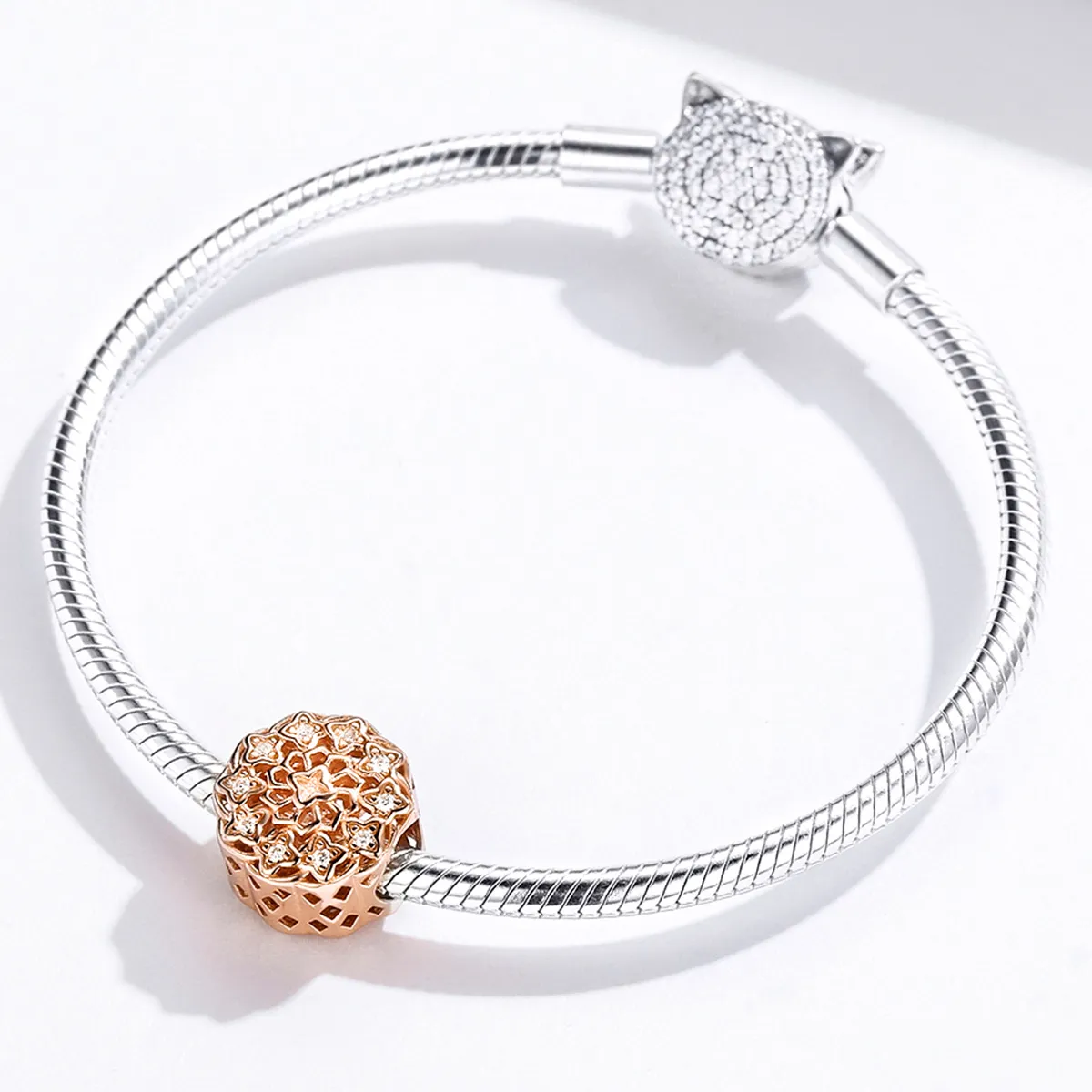 Rose Gold Rose Window Charm - PANDORA Style - SCC1279