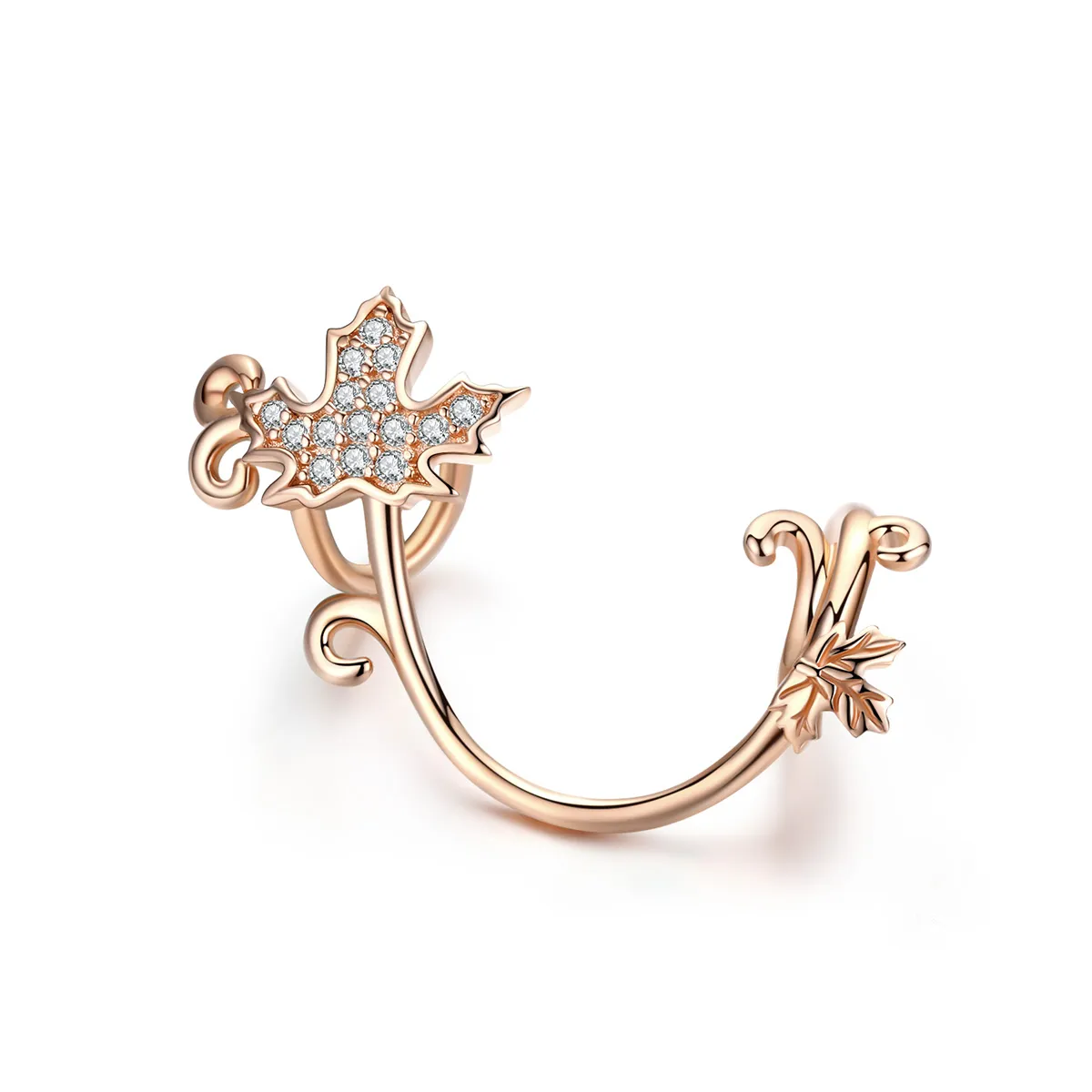 Rose Gold Slient Leaves Charm - PANDORA Style - SCC1254