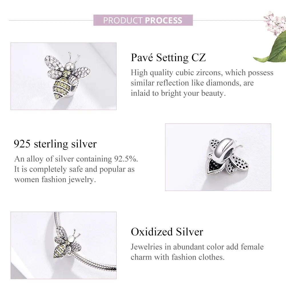 Silver Bee Charm - PANDORA Style - SCC1194