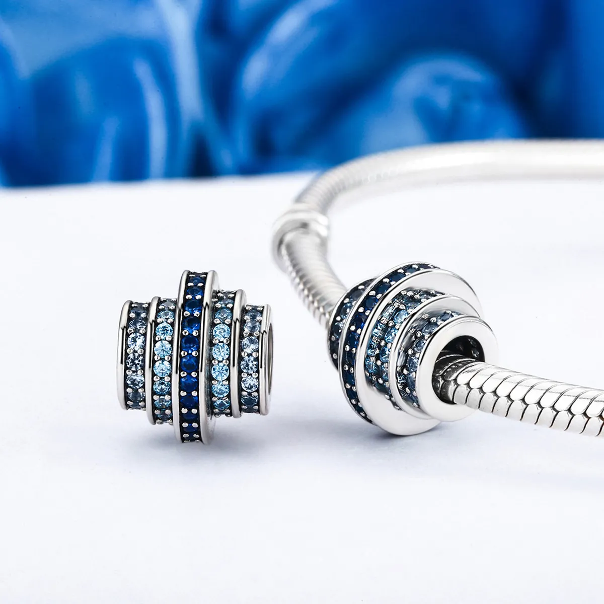 Silver Blue Rhythm Charm - PANDORA Style - SCC129