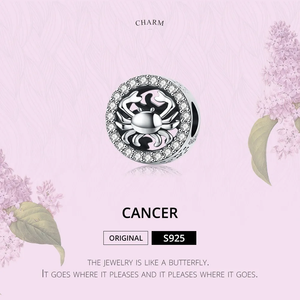 Silver Cancer Charm - PANDORA Style - SCC1213