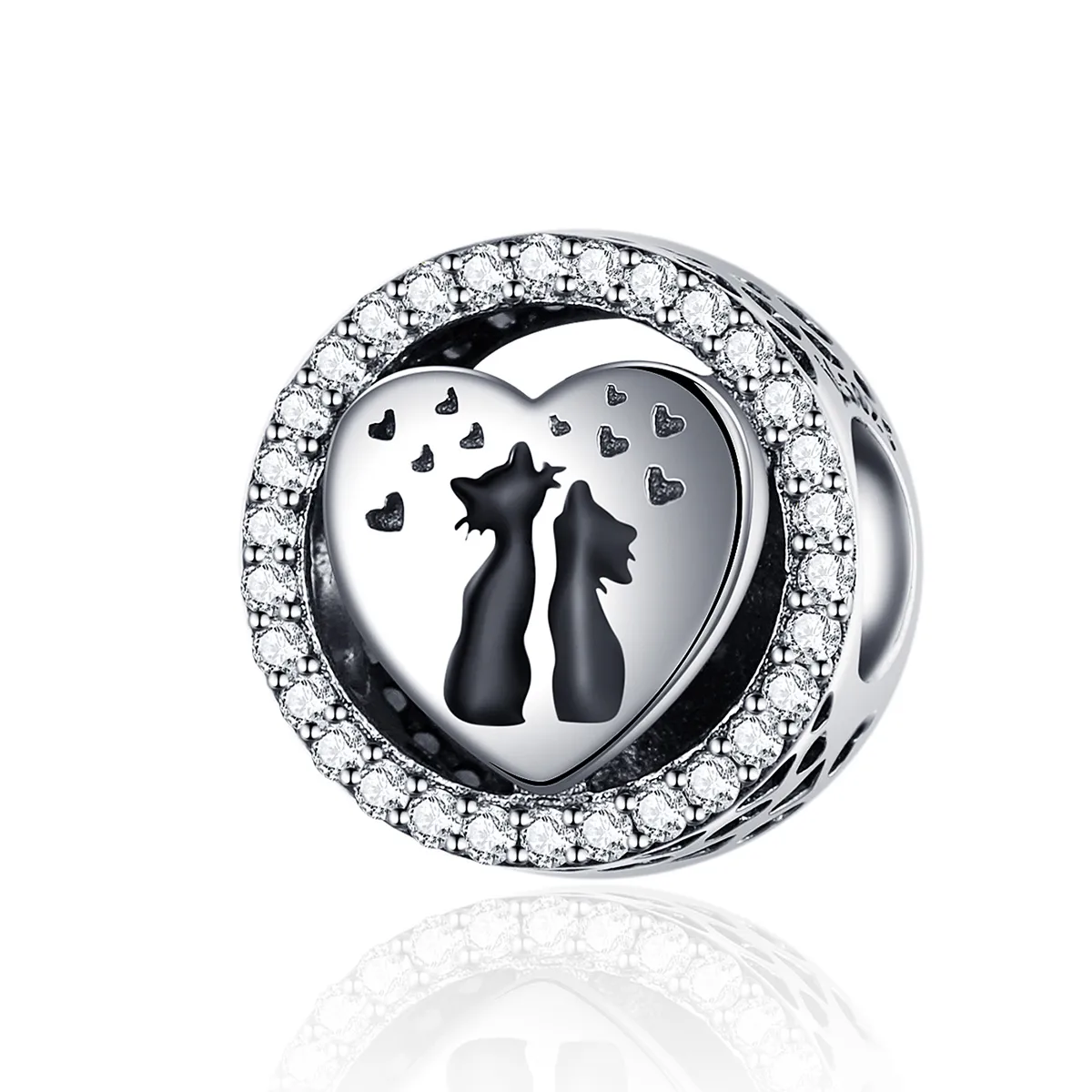 Silver Cat Love Charm - PANDORA Style - SCC1188