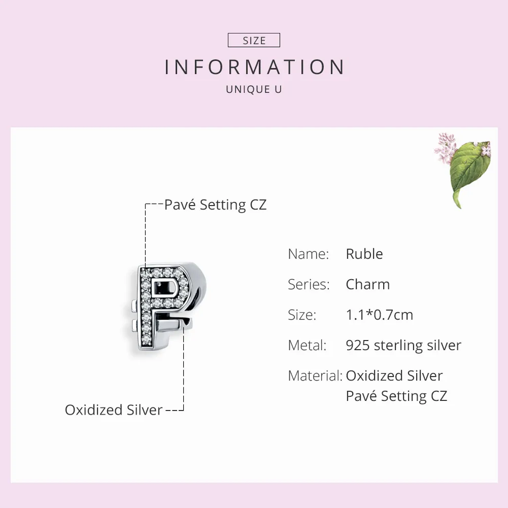 Silver Currency Ruble Charm - PANDORA Style - SCC1271