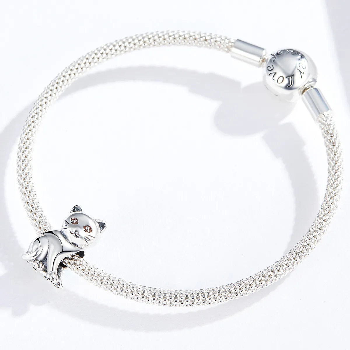 Silver Cute Cat Charm - PANDORA Style - SCC1305