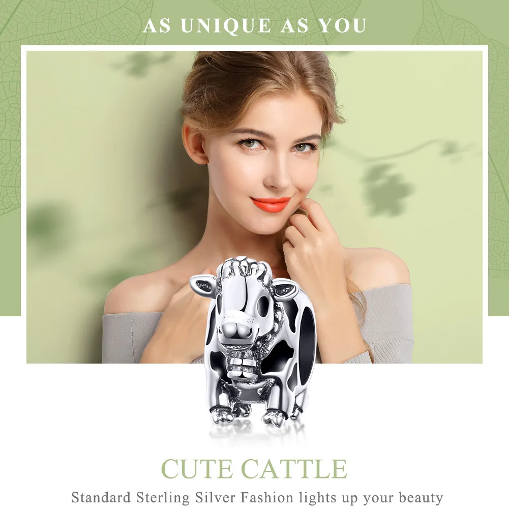 Silver Cute Cattle Charm - PANDORA Style - SCC1049