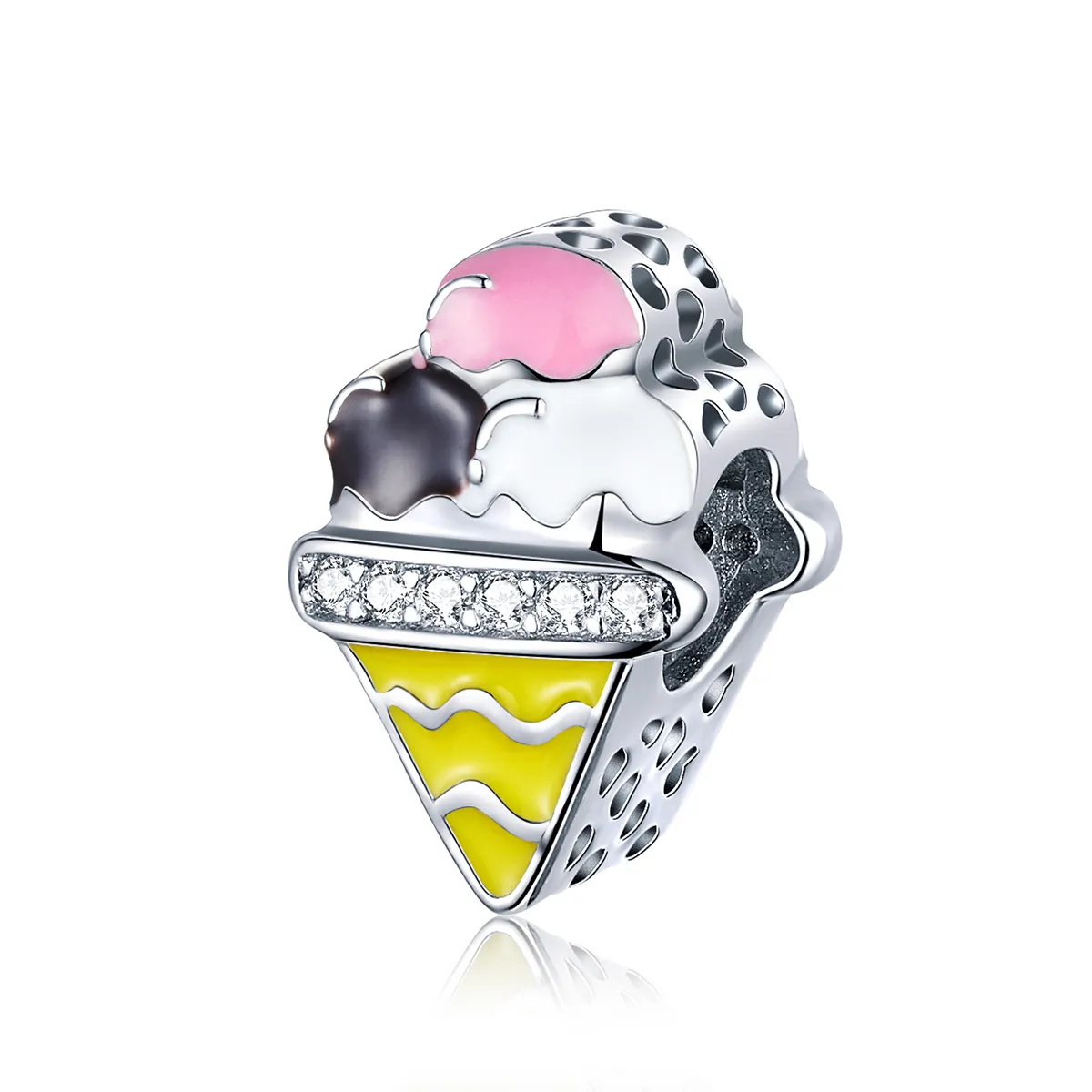 Silver Cute Ice Cream Charm - PANDORA Style - SCC1129