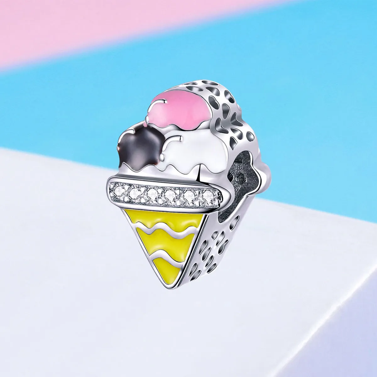 Silver Cute Ice Cream Charm - PANDORA Style - SCC1129