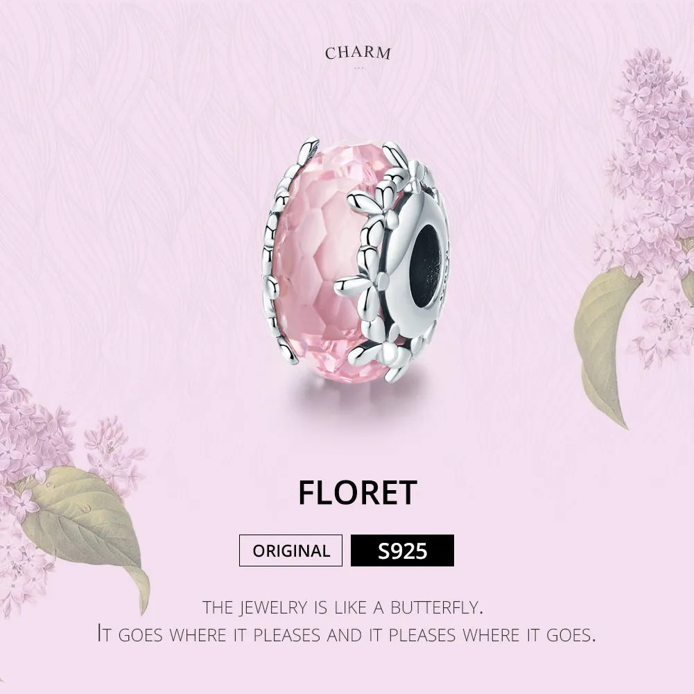 Silver Floret Murano Glass Charm - PANDORA Style - SCC1282