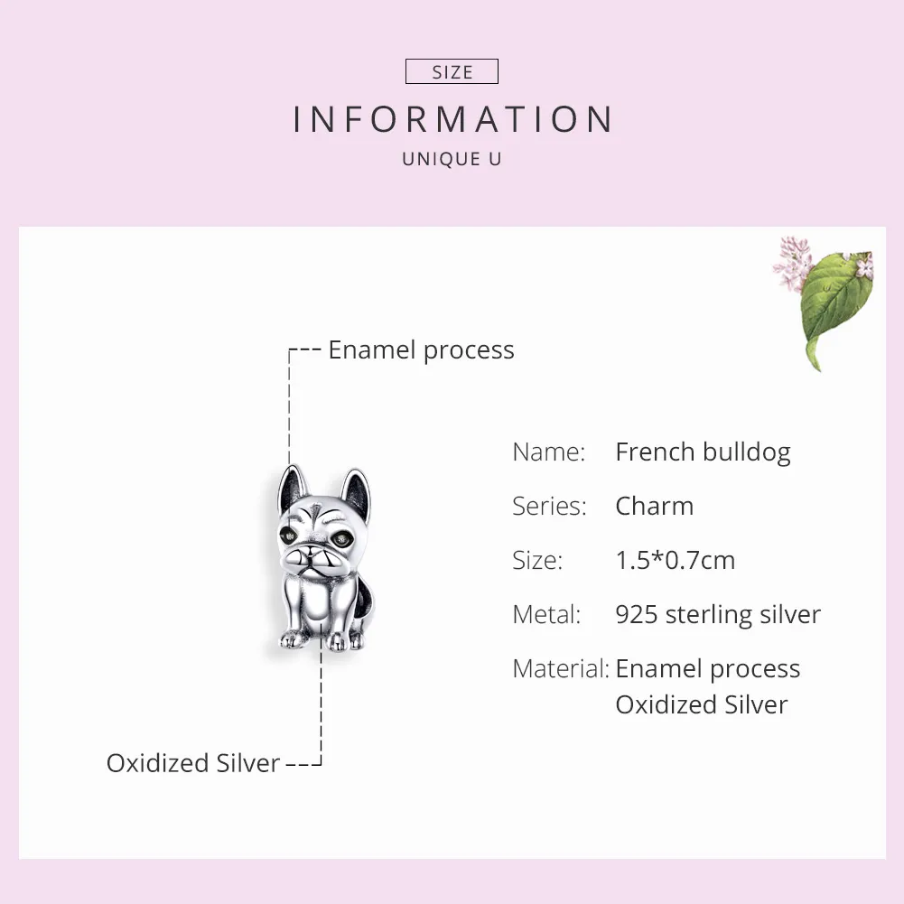 Silver French Bulldog Charm - PANDORA Style - SCC1306