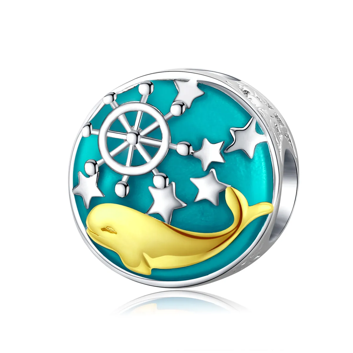 Silver & Gold-Plated Baby Whale Charm - PANDORA Style - SCC1296