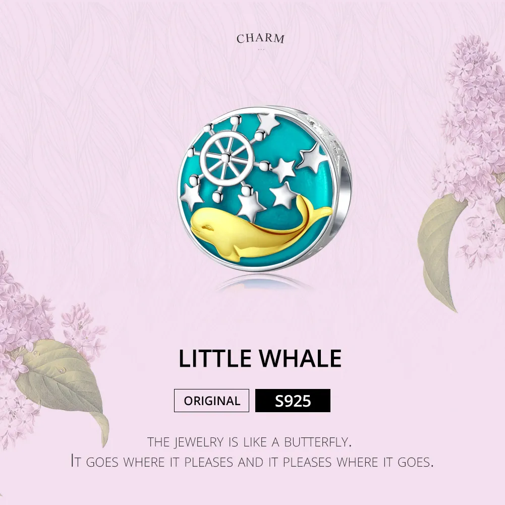 Silver & Gold-Plated Baby Whale Charm - PANDORA Style - SCC1296