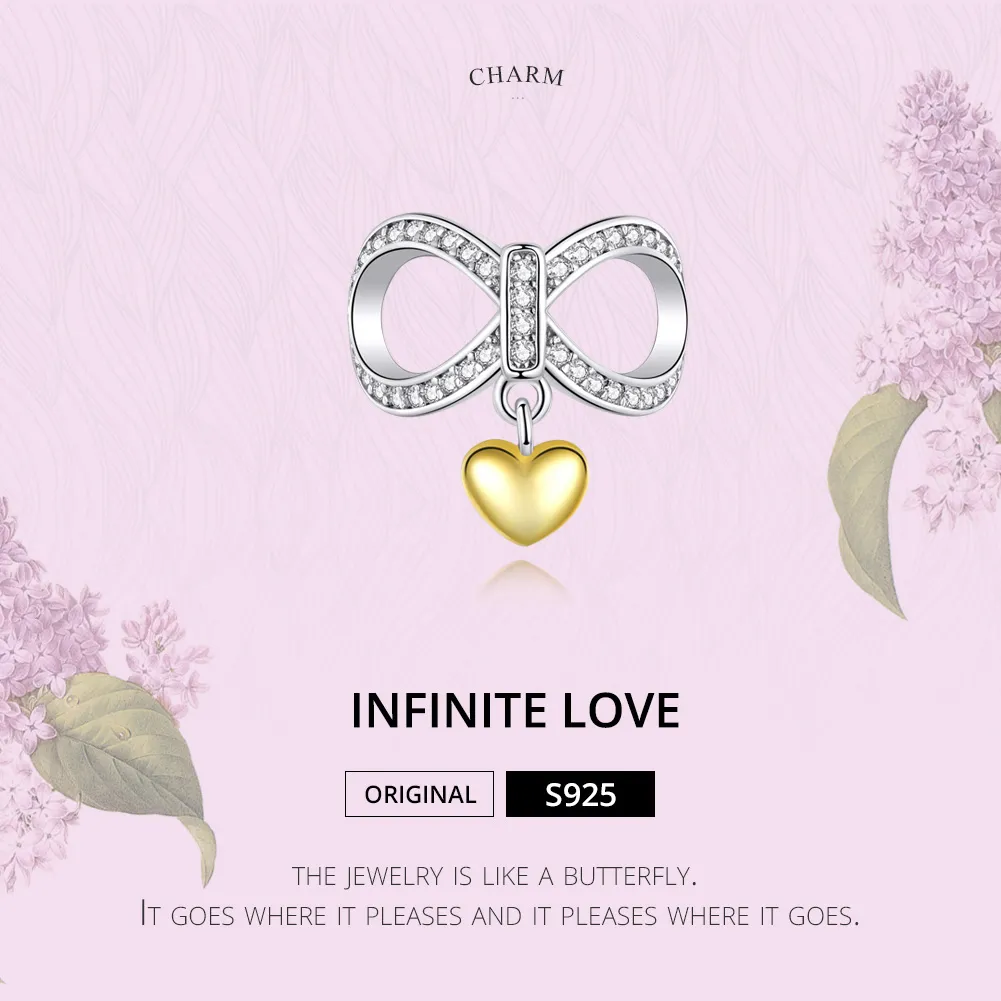 Silver & Gold-Plated Infinite Love Charm - PANDORA Style - SCC1300